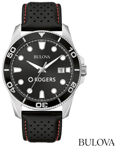 Bulova® Men's Leather Strap Watch w/Date