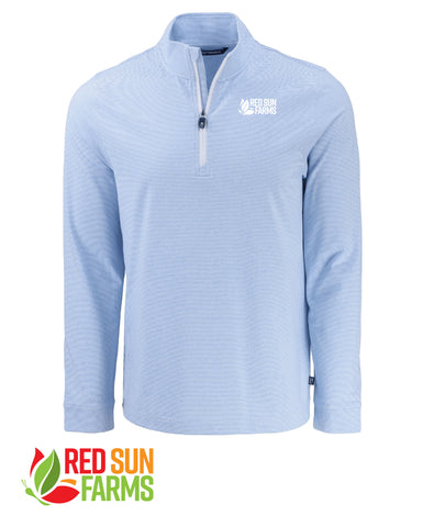 Red Sun Farms - Men's Cutter & Buck TALL Adapt Recycled Soft Knit Stripe Quarter Zip Pullover