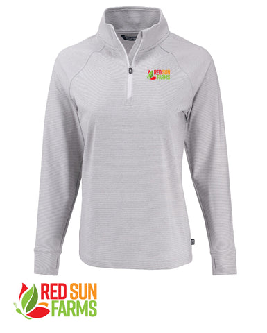 Red Sun Farms - Women's Cutter & Buck Adapt Recycled Soft Knit Stripe Quarter Zip Pullover